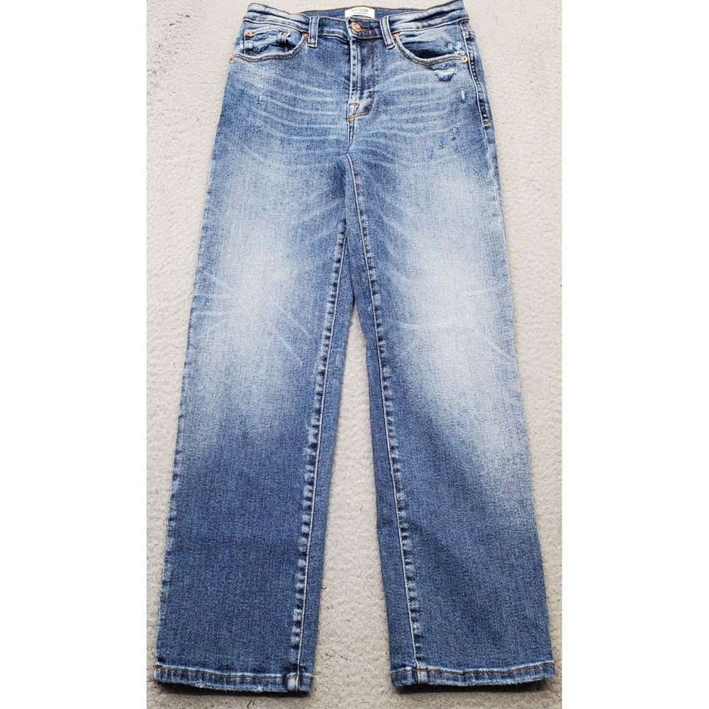 Kensie Vintage Luxe Jeans Womens 2/26 Blue Denim The Ella High Rise Straight Leg